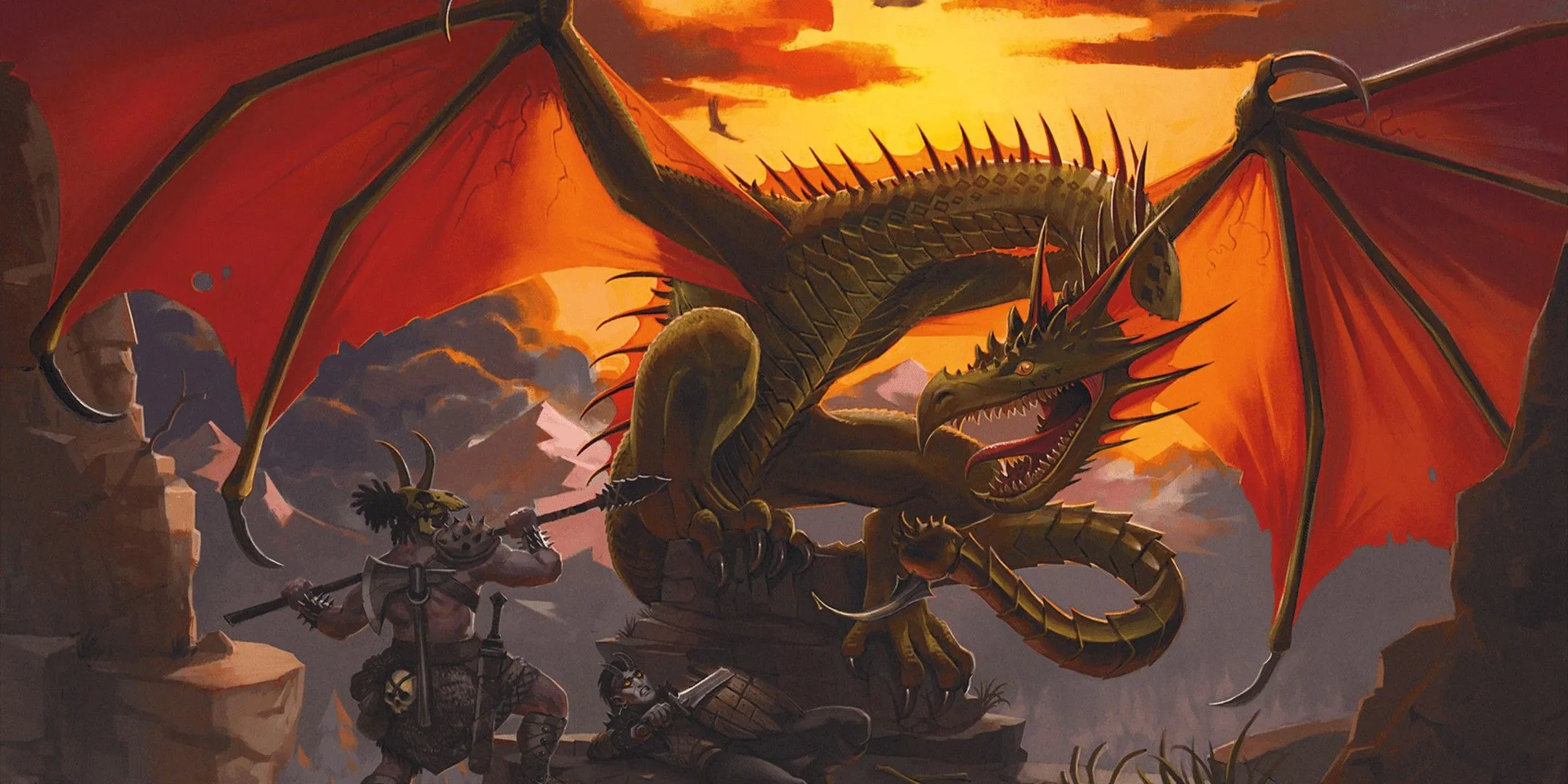 Phiêu lưu gia đối đầu với một Wyvern, cho thấy sự am hiểu của dân thường về các loại quái vật trong D&amp;D.