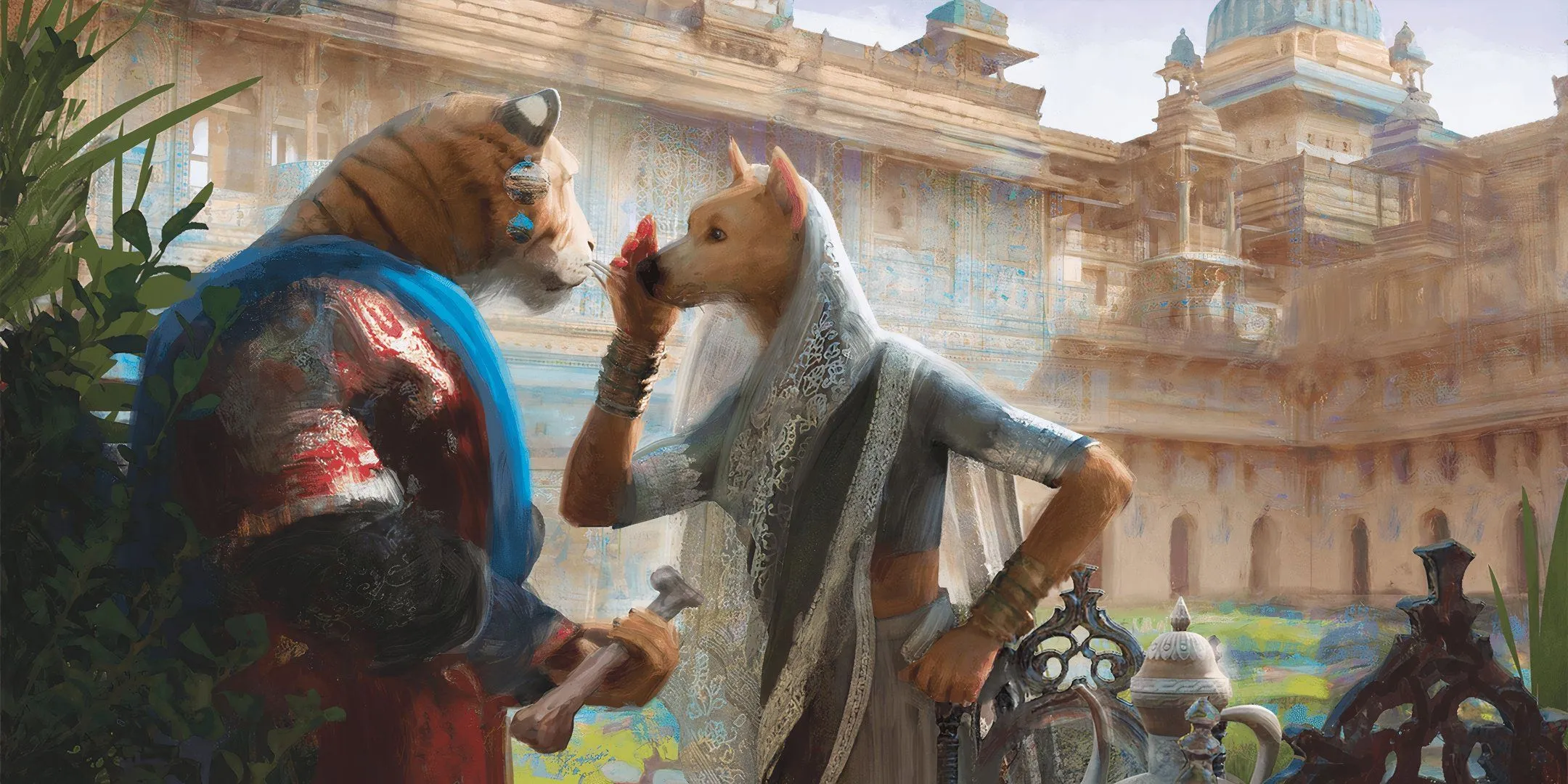 Sinh vật lai thú đang trò chuyện trong Cerulean Citadel, nơi những điều kỳ lạ thường xuyên xảy ra.