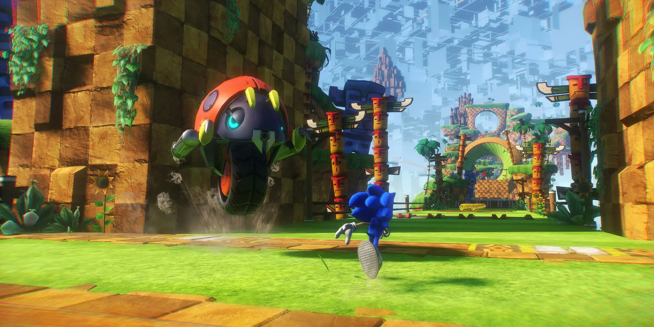Sonic lướt qua kẻ địch với tốc độ chóng mặt trong thế giới mở của Sonic Frontiers