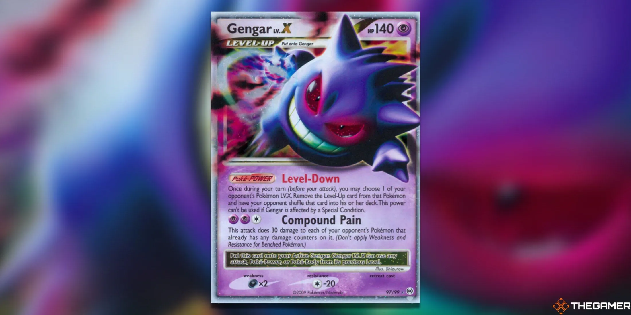 Thẻ bài Pokemon TCG Gengar LV. X từ bộ Arceus với hình ảnh độc đáo