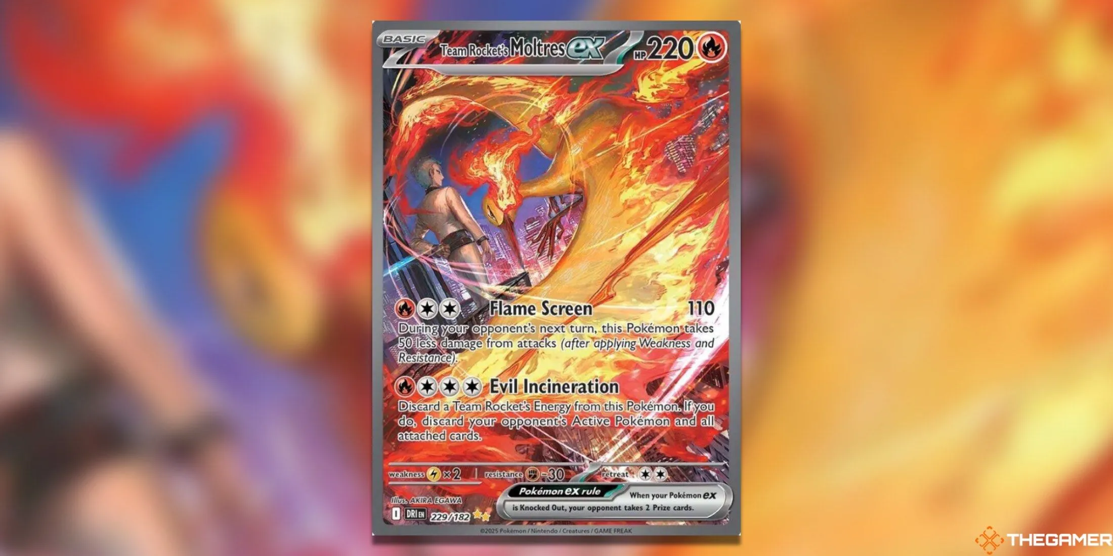 Thẻ bài Pokemon TCG Team Rocket's Moltres ex Special Illustration Rare trong bối cảnh tối