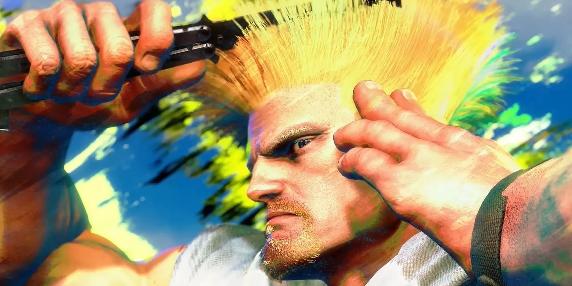 Võ sĩ Guile tạo dáng đặc trưng trong Street Fighter 6