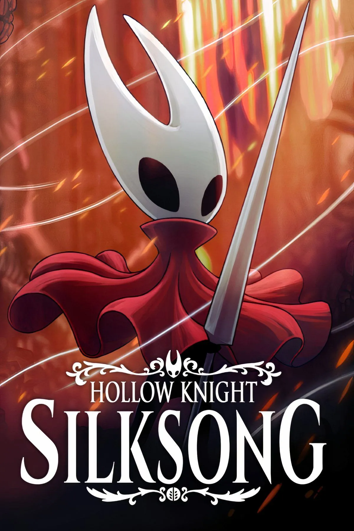 Ảnh bìa chính thức của Hollow Knight: Silksong với Hornet trong tư thế sẵn sàng chiến đấu, biểu tượng cho sức hút khổng lồ của siêu phẩm Metroidvania này.
