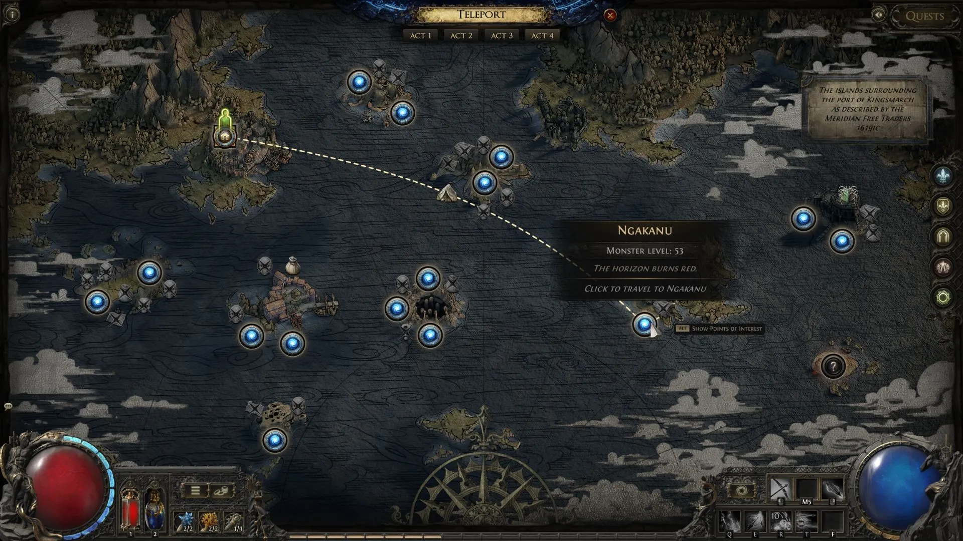 Bản đồ đảo Ngakanu trong Path of Exile 2