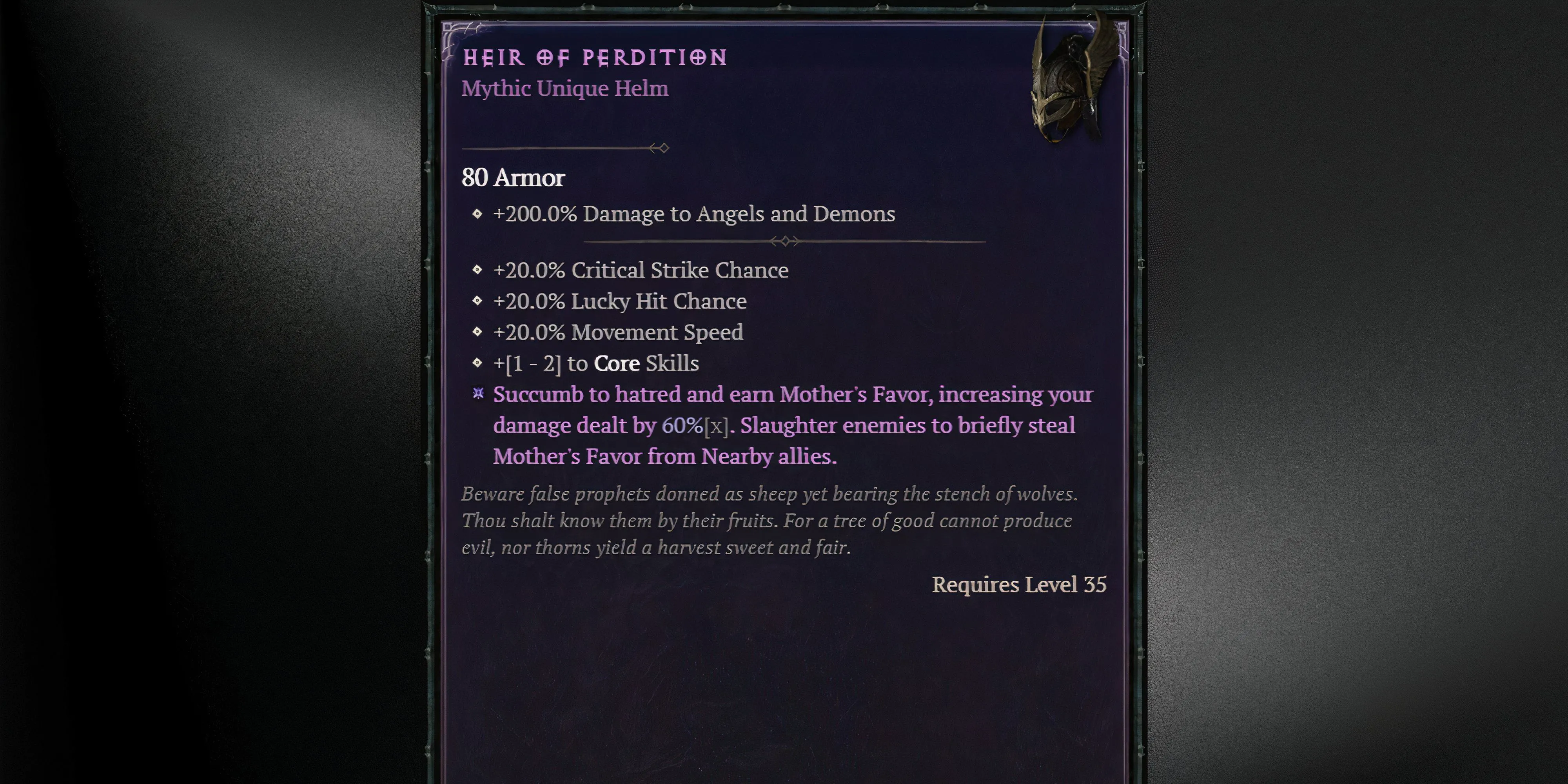 Chi tiết ngoại hình và chỉ số của Heir of Perdition, một trong những Mythic item cực hiếm trong Diablo 4 Season 10