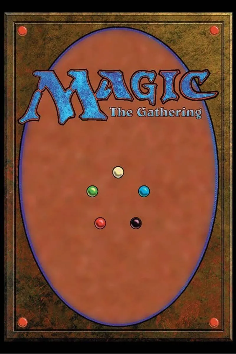 Logo Magic The Gathering với phông nền là các biểu tượng mana đặc trưng
