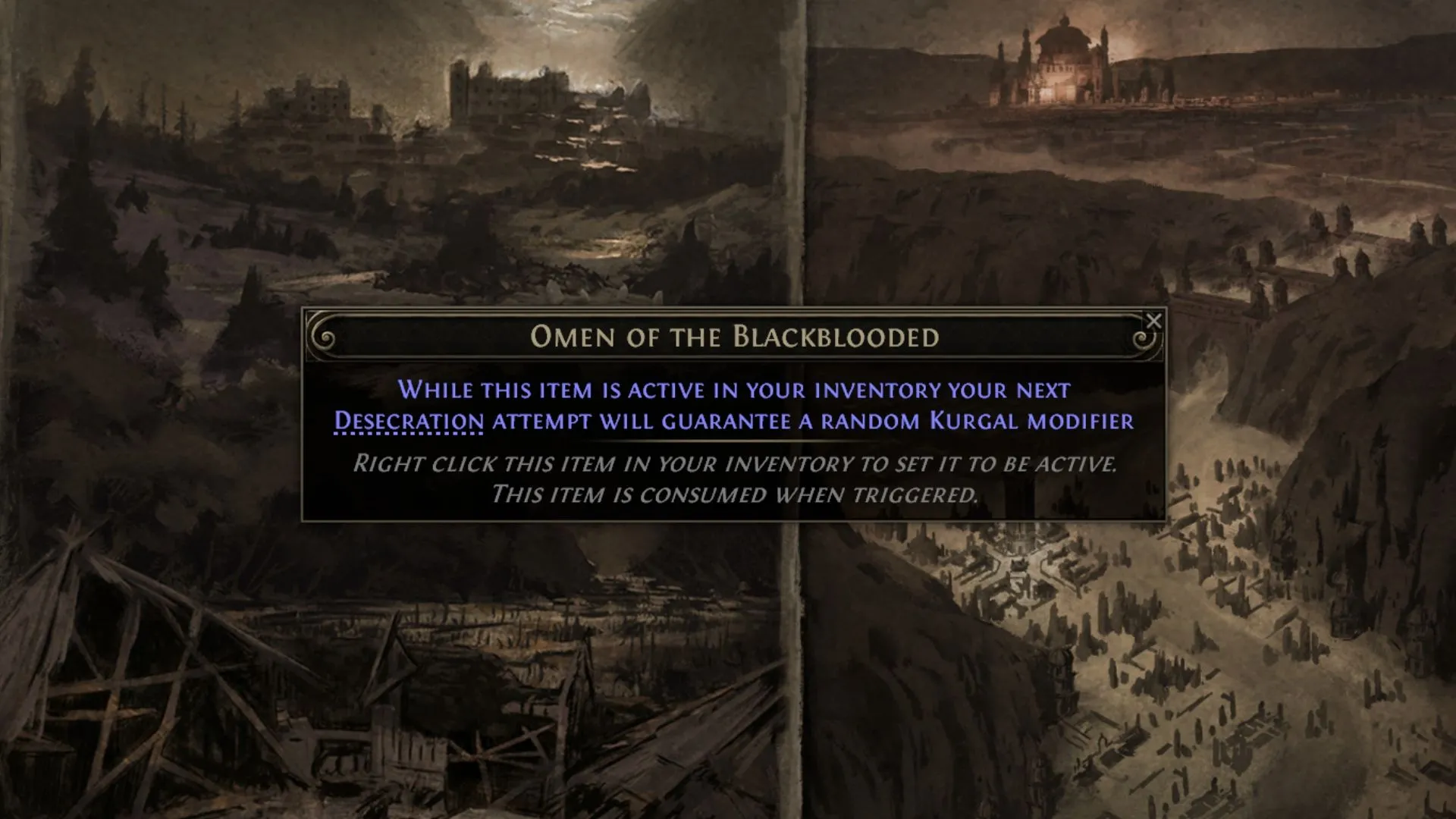 Omen of the Blackblooded với các modifier Kurgal trong Path of Exile 2