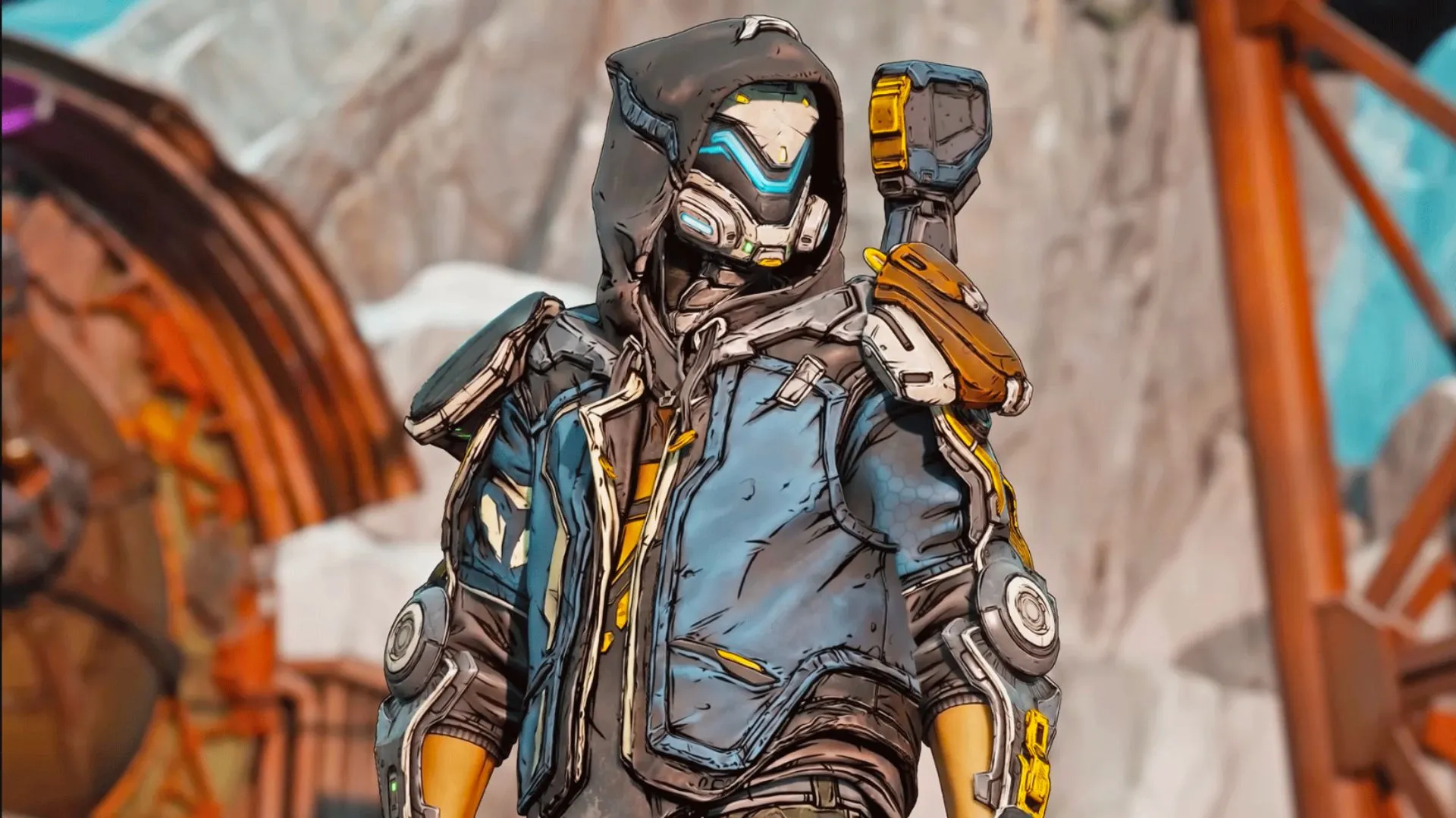 Rafa, một trong các Vault Hunter mới của Borderlands 4, trong tạo hình chiến binh di động