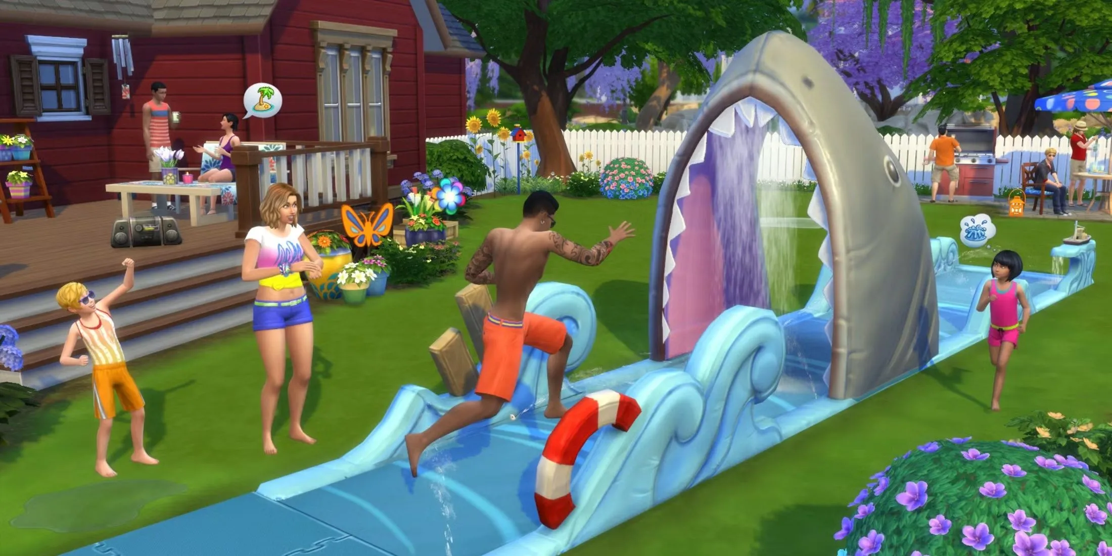 Sim đang chèo thuyền kayak vui vẻ, gợi ý các hoạt động ngoài trời trong The Sims 4 Adventure Awaits.