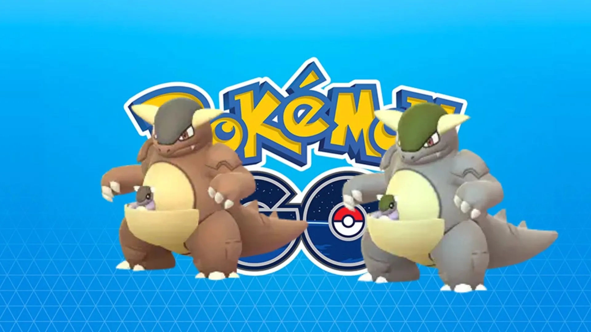 So sánh Kangaskhan thường và Shiny Kangaskhan màu xám nhạt trong Pokemon GO.
