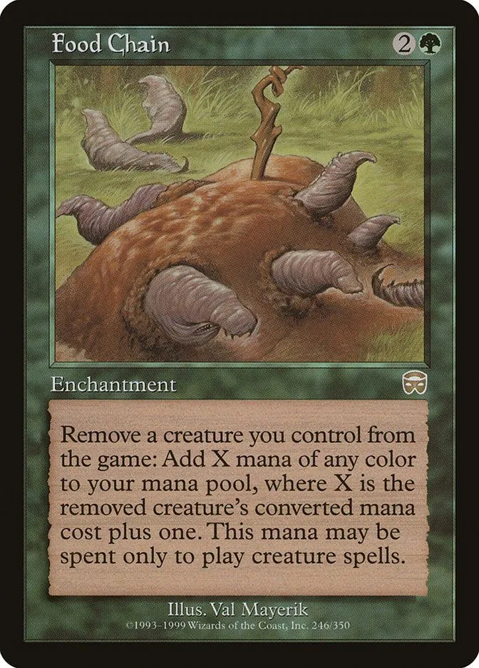 Thẻ Food Chain trong Magic The Gathering, minh họa một chuỗi thức ăn kỳ dị