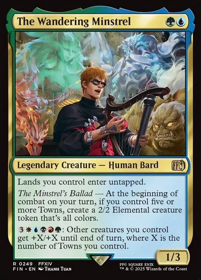 Thẻ The Wandering Minstrel từ Final Fantasy trong Magic The Gathering, hình ảnh một người hát rong