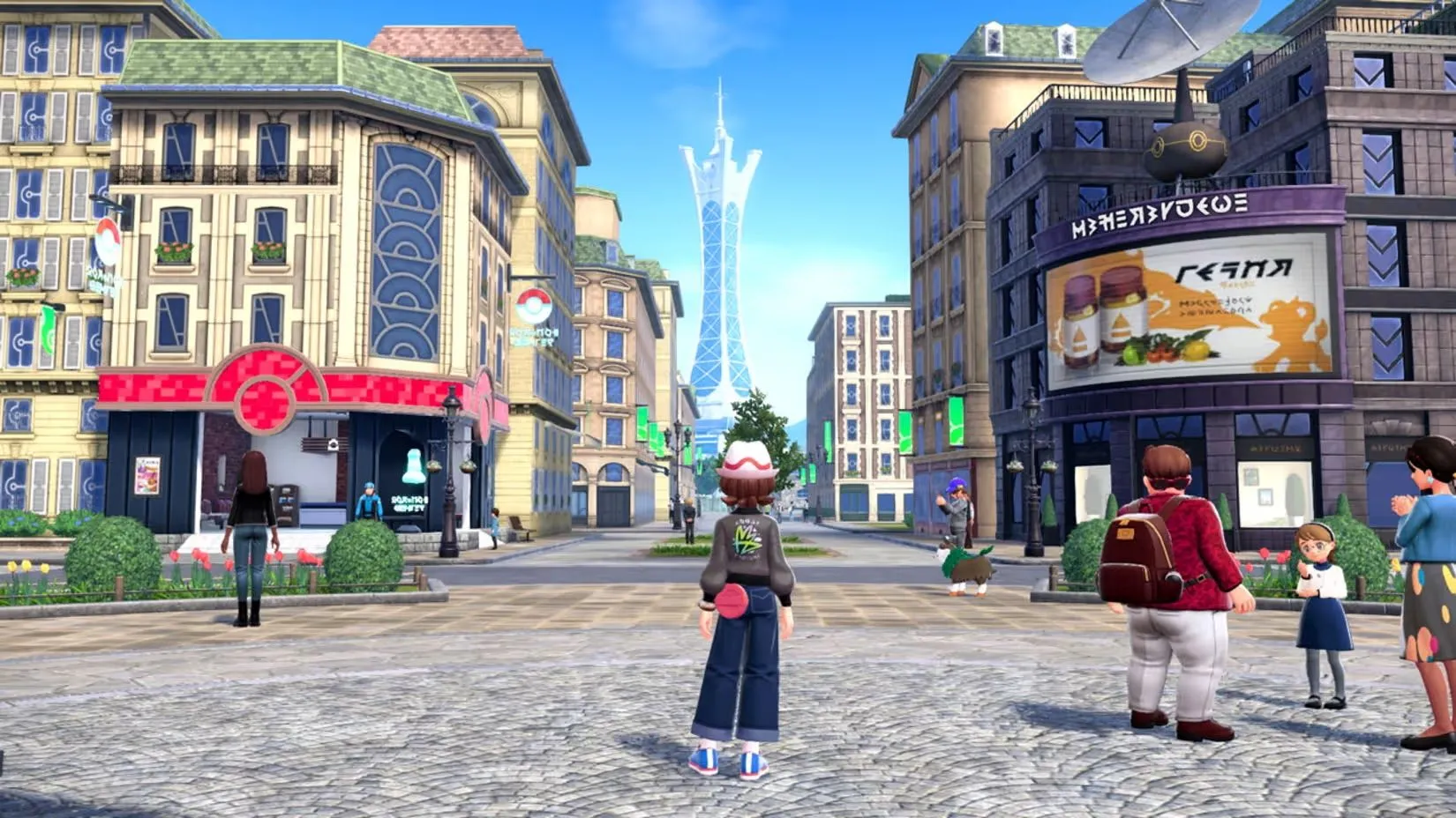 Ảnh in‑game Pokemon Legends Z‑A: cảnh chiến đấu cùng Mega Evolved Pokémon trong Lumiose City