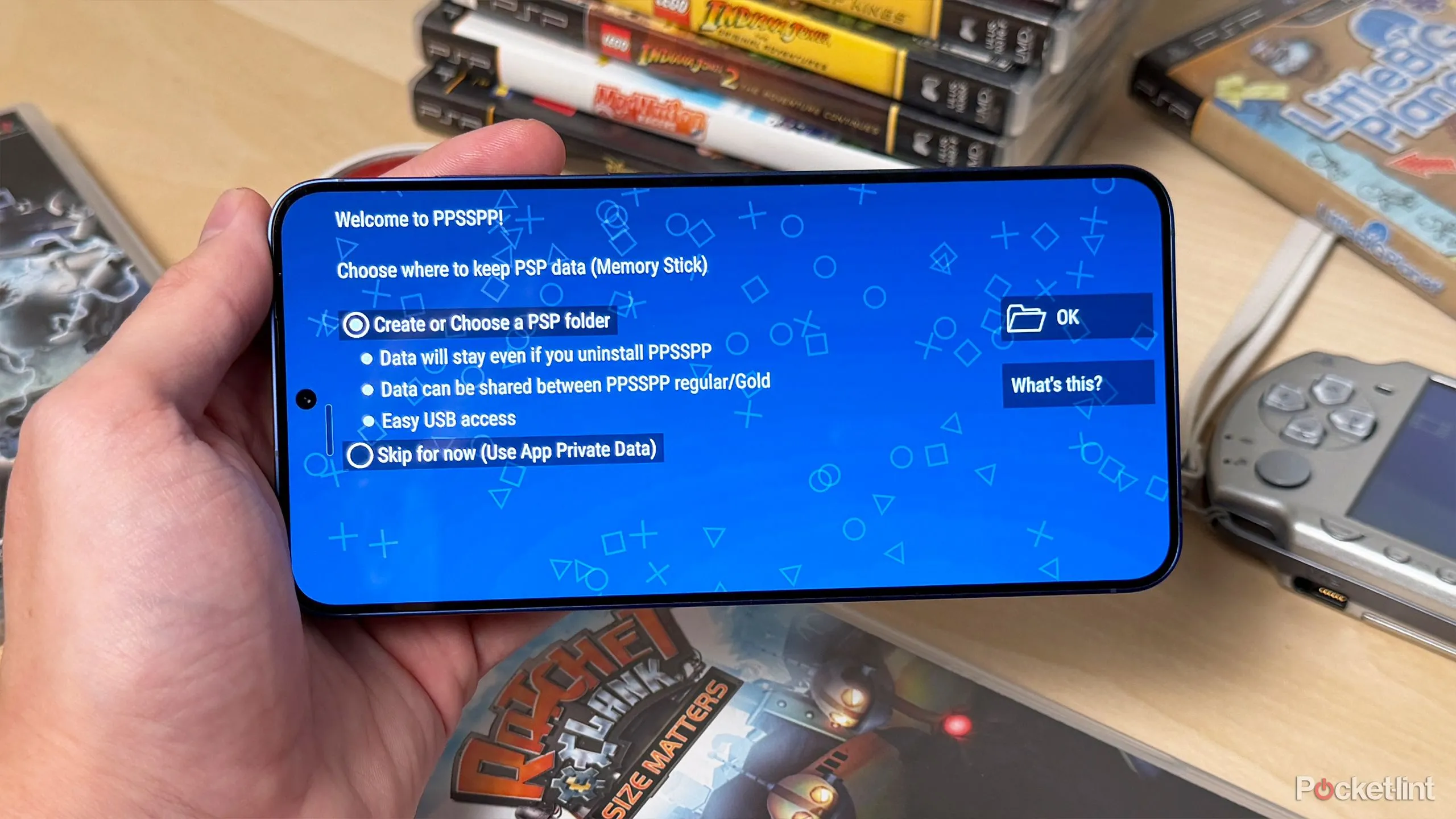 Ảnh minh họa quá trình cài đặt và tạo thư mục cho PPSSPP trên Android