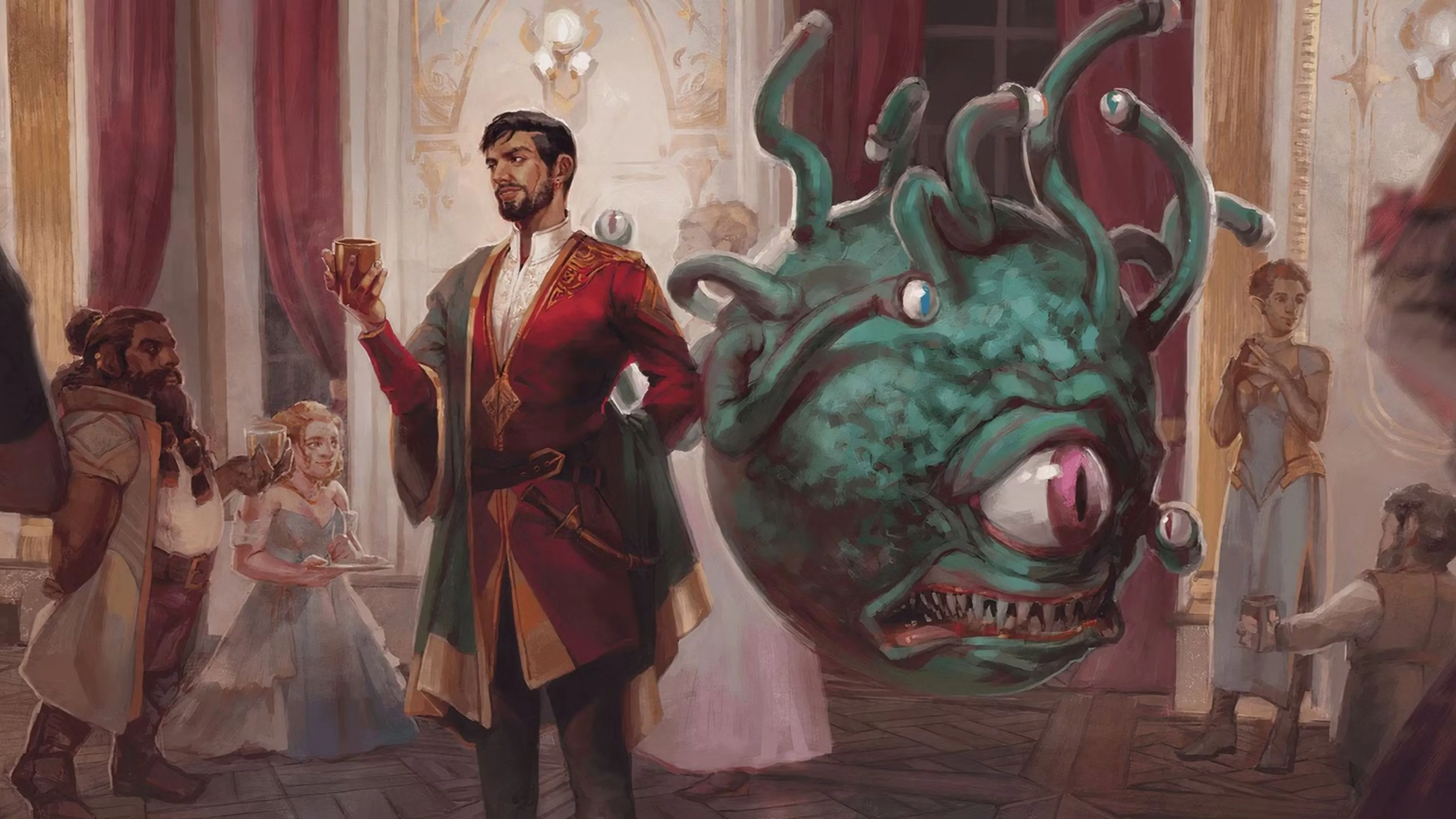 Bard và Beholder ở buổi tiệc, minh họa sự hài hước và nhẹ nhàng