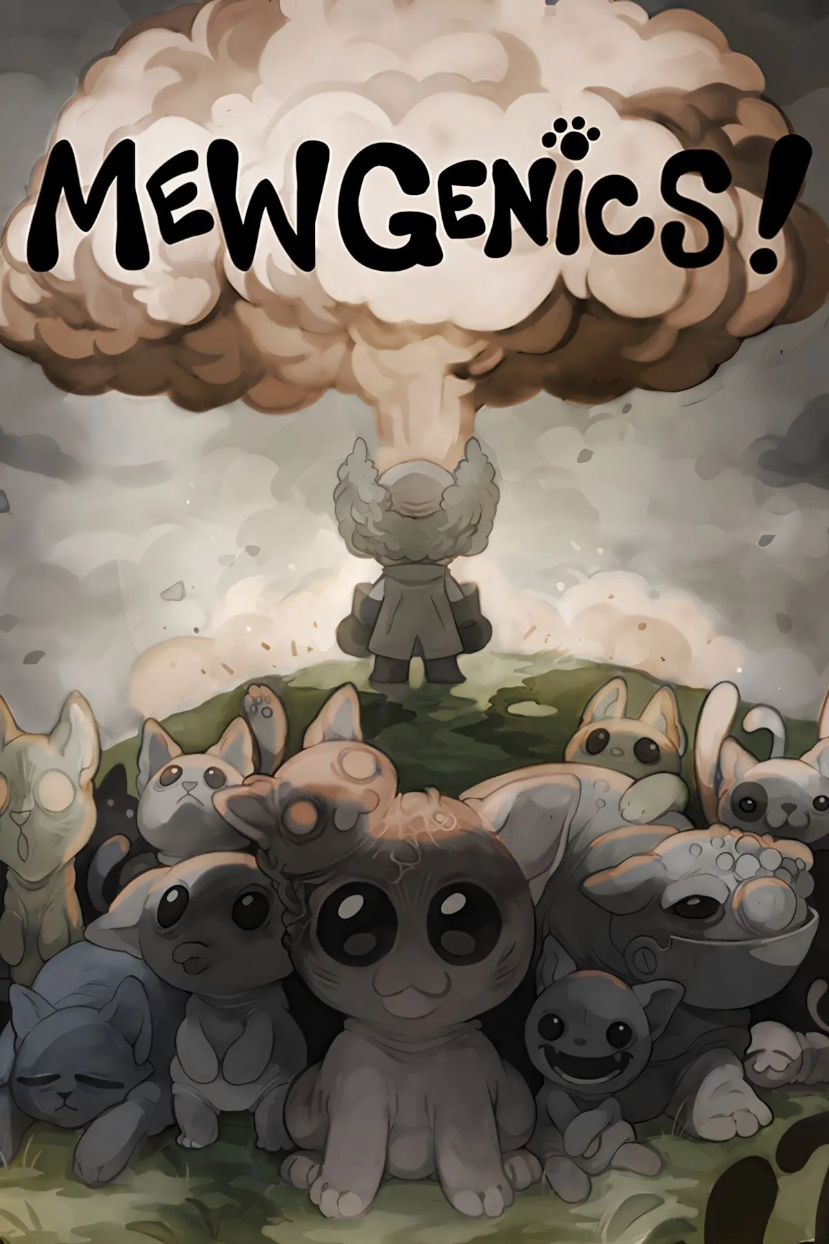 Bìa Mewgenics — tactical roguelike mèo, grid chiến đấu và nuôi mèo chiến