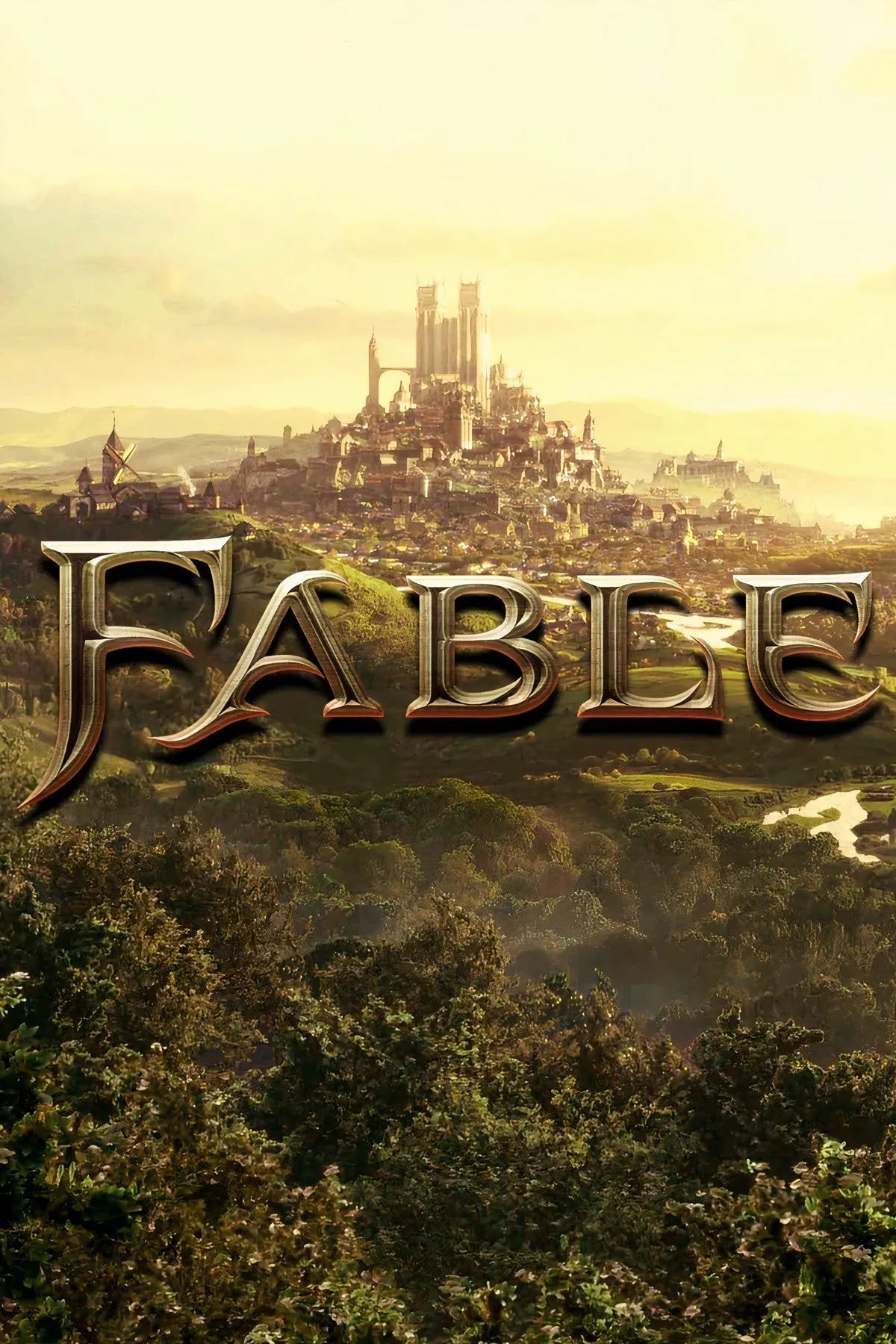 Cover Fable (2025) - khung cảnh cổ tích, màu sắc tươi sáng và nhân vật hài hước