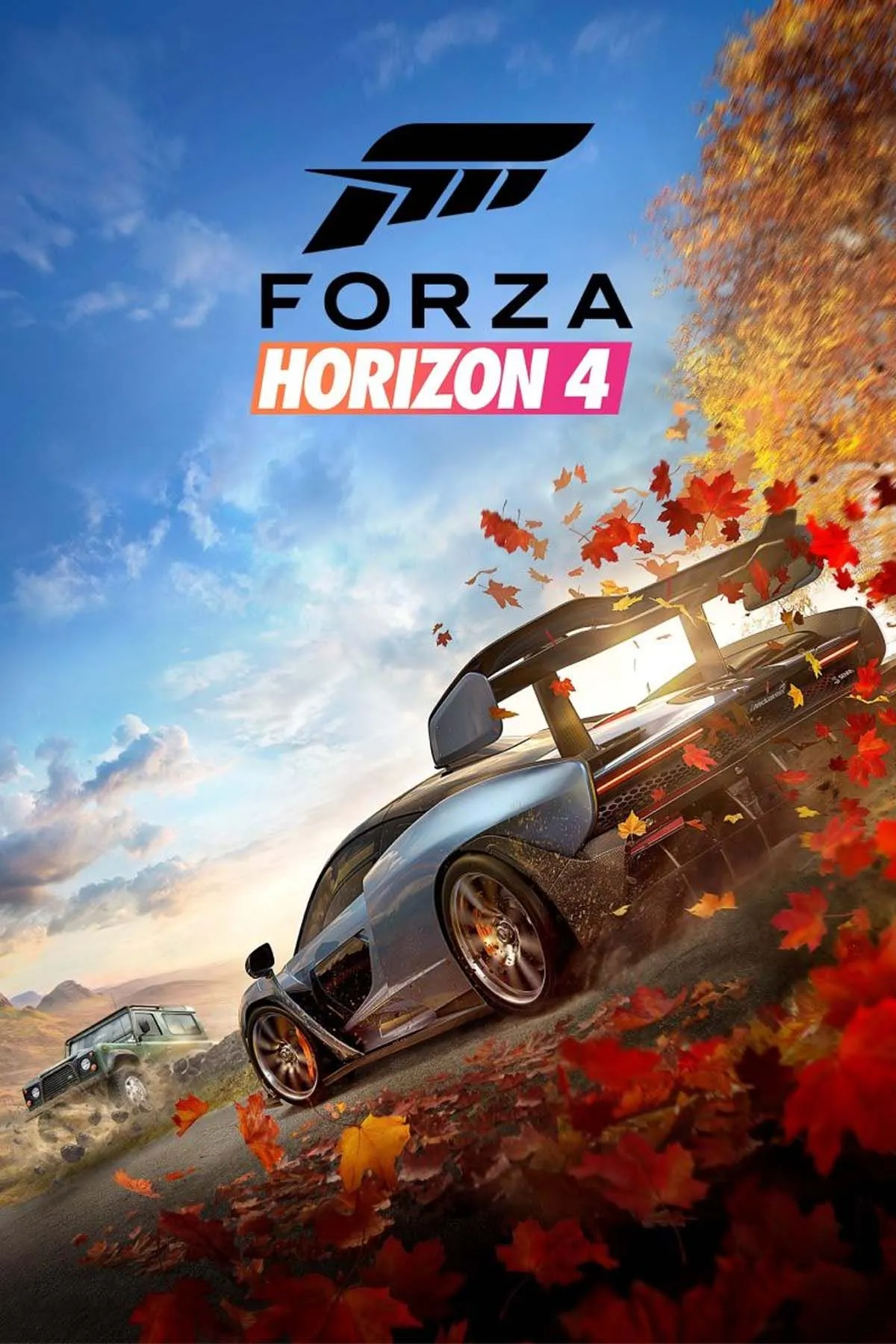 Forza Horizon 4 cover art: cảnh đua qua mùa và hiệu ứng thời tiết biến đổi trong game