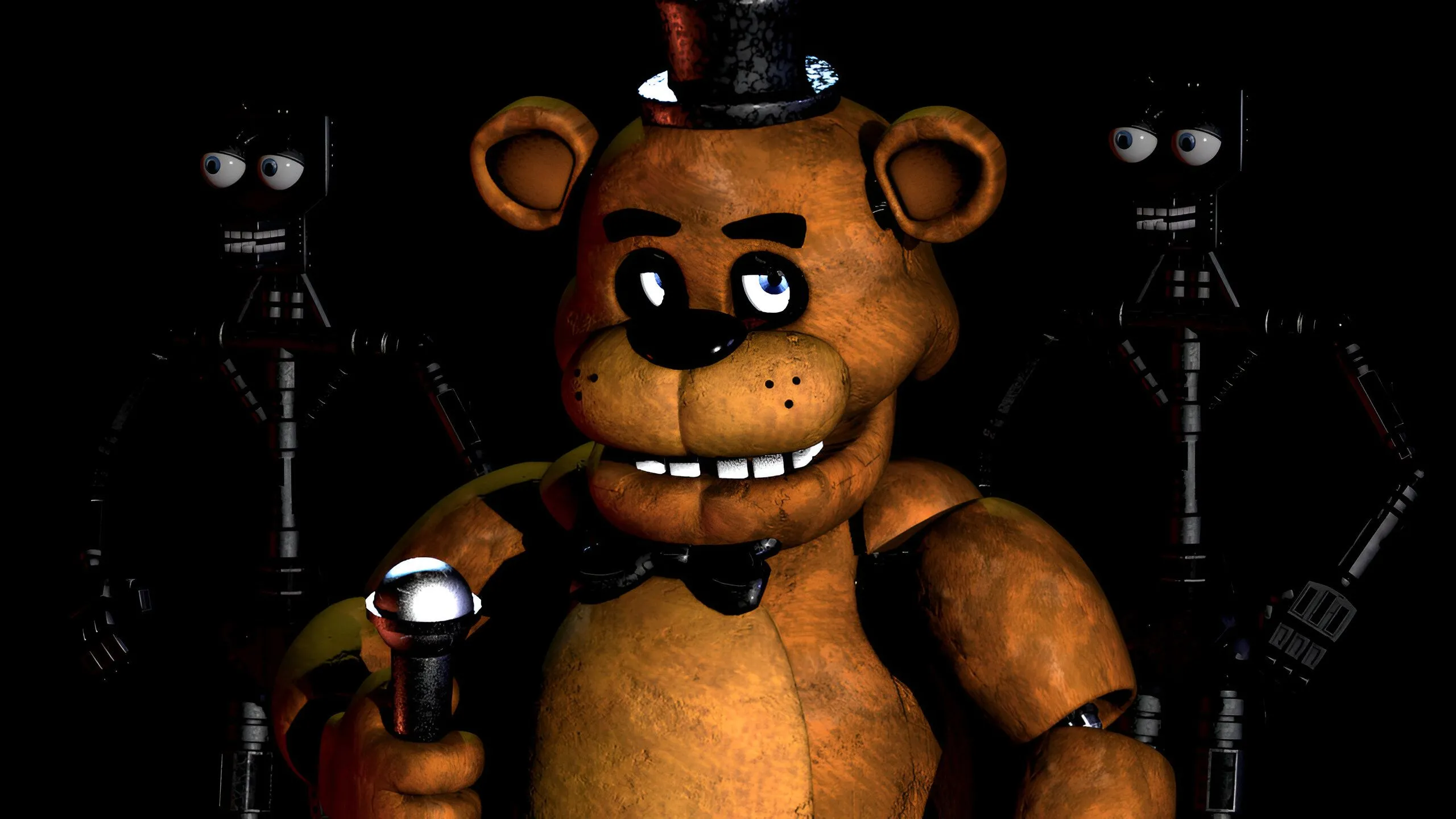 Freddy Fazbear trong Five Nights at Freddy's - jump scare và góc camera an ninh, dễ khiến người chơi giật mình khi tắt đèn
