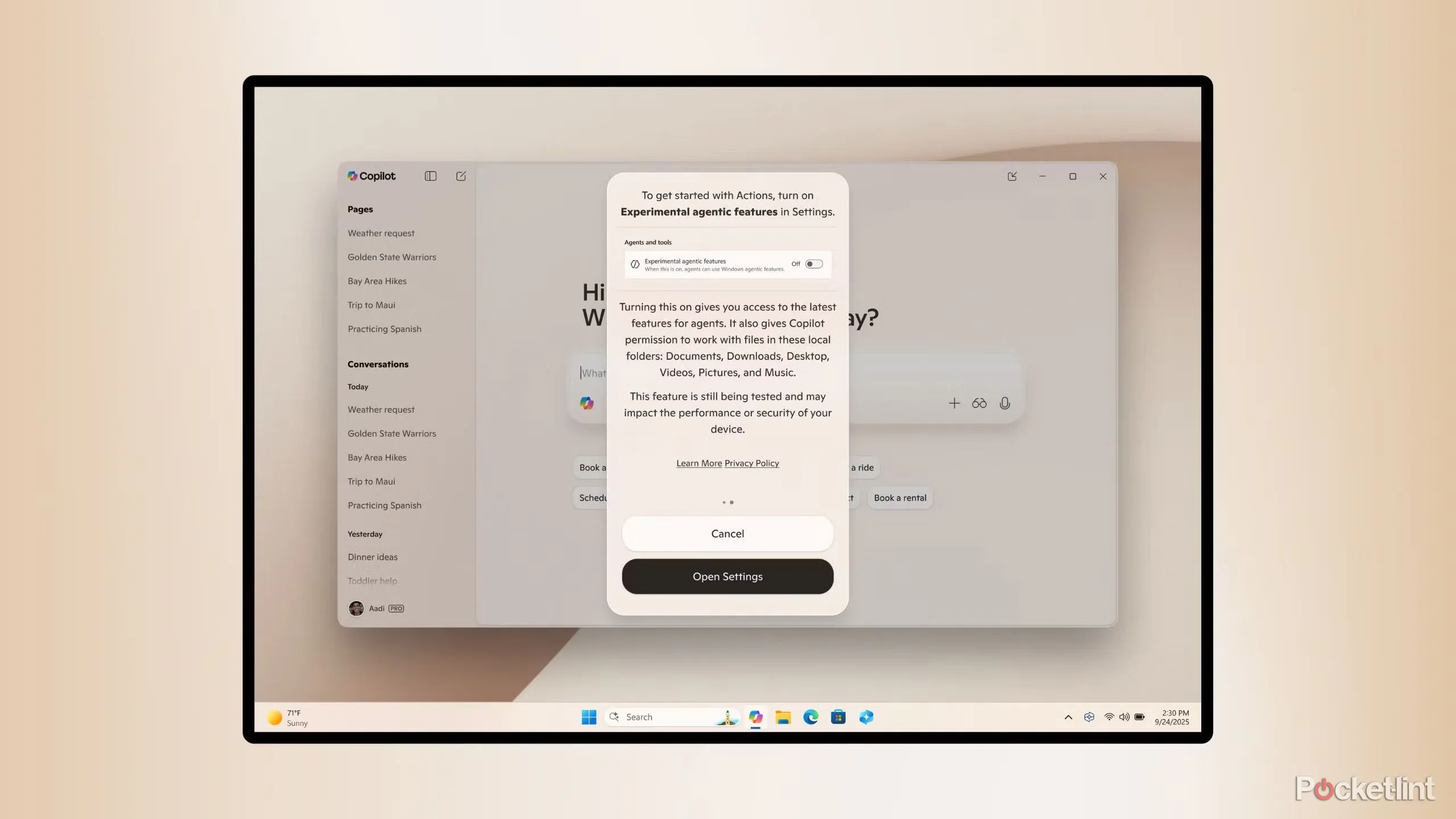Giao diện Copilot và ảnh minh họa chức năng AI trên Windows 11