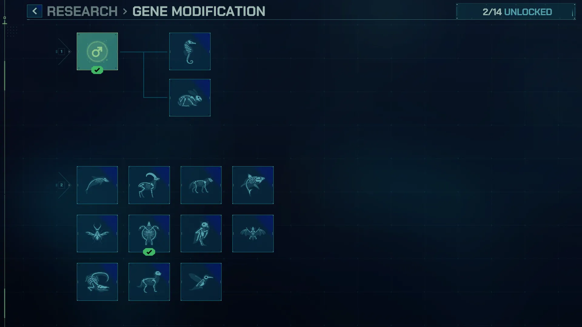 Giao diện Gene Modification trong Jurassic World Evolution 3 - chỉnh sửa tính cách, kháng bệnh và yêu cầu chuồng