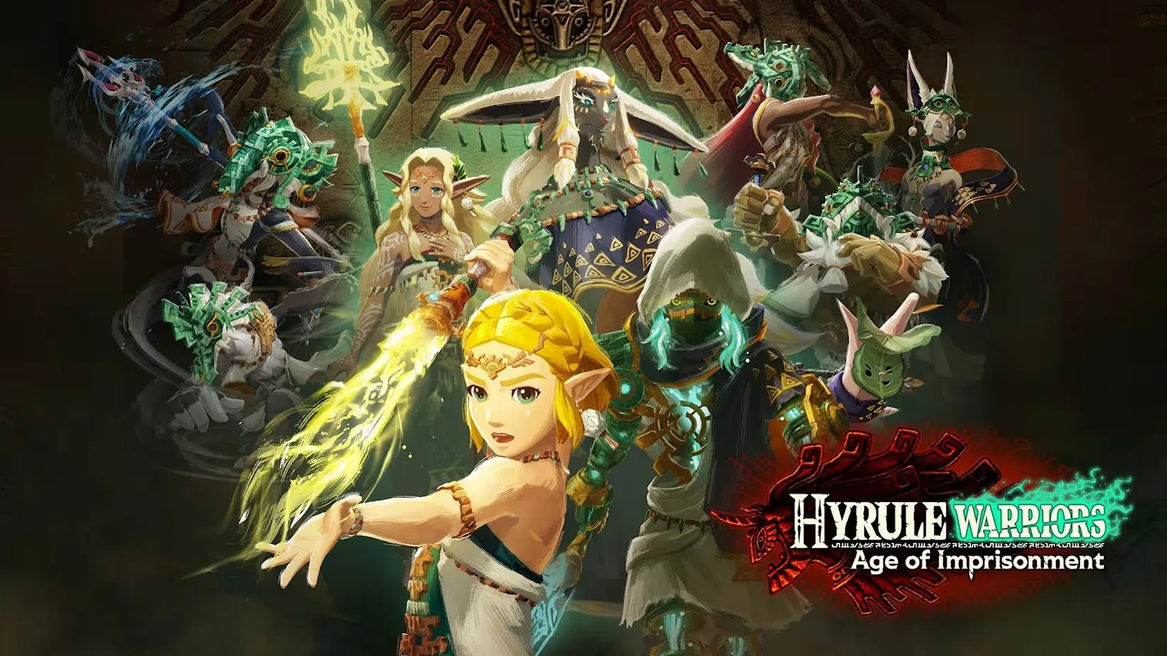 Hình ảnh press art Age of Imprisonment thể hiện dàn nhân vật Hyrule đa dạng và phong cách tạo hình của Koei Tecmo