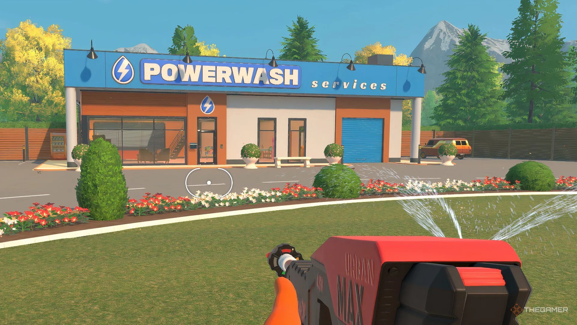 Home base với chiếc van đã tùy chỉnh và không gian nội thất trong PowerWash Simulator 2