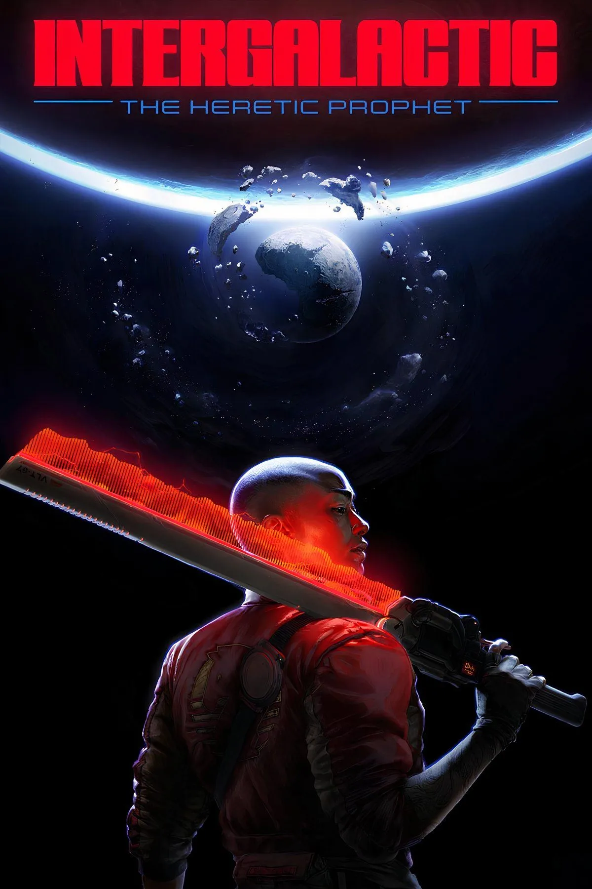 Intergalactic cover - phong cách retro-futuristic, tàu vũ trụ và màu neon hoài niệm