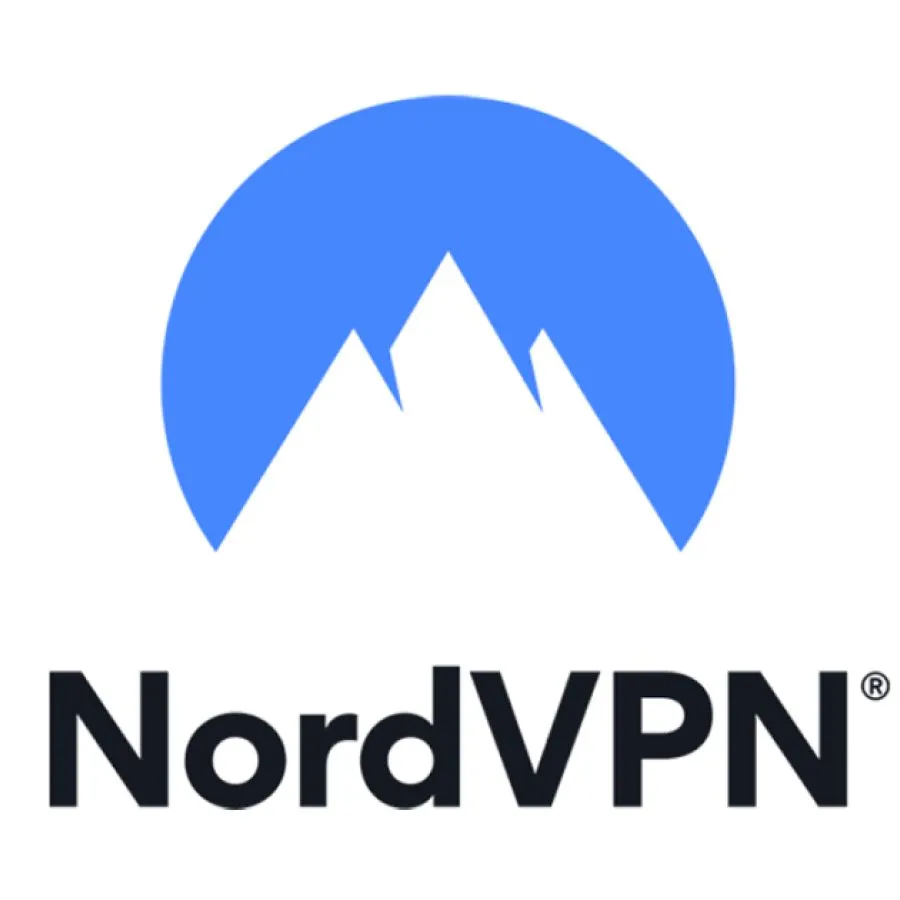 Logo NordVPN trên nền trắng, thể hiện thương hiệu VPN với biểu tượng khiên