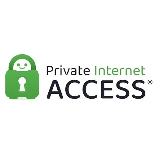Logo Private Internet Access với biểu tượng ổ khóa xanh, đại diện cho VPN giá rẻ nhiều tính năng