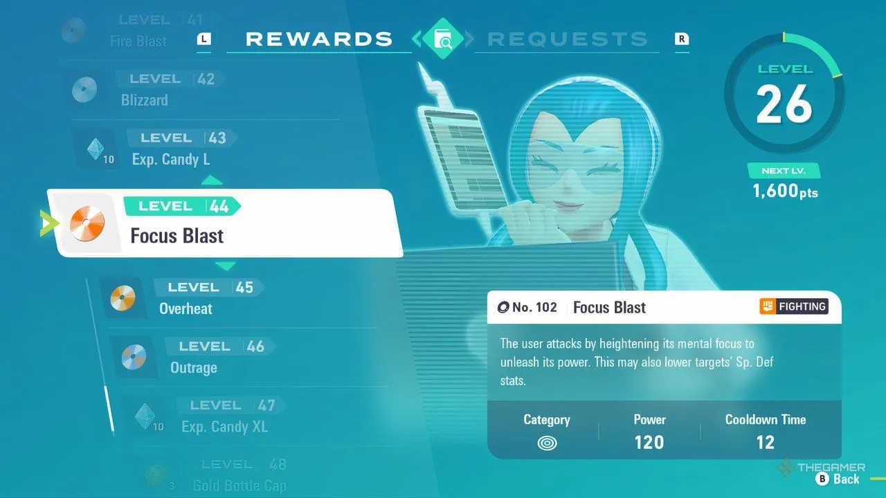 Mable Research Level 44 – Focus Blast trong Pokémon Legends: Z-A