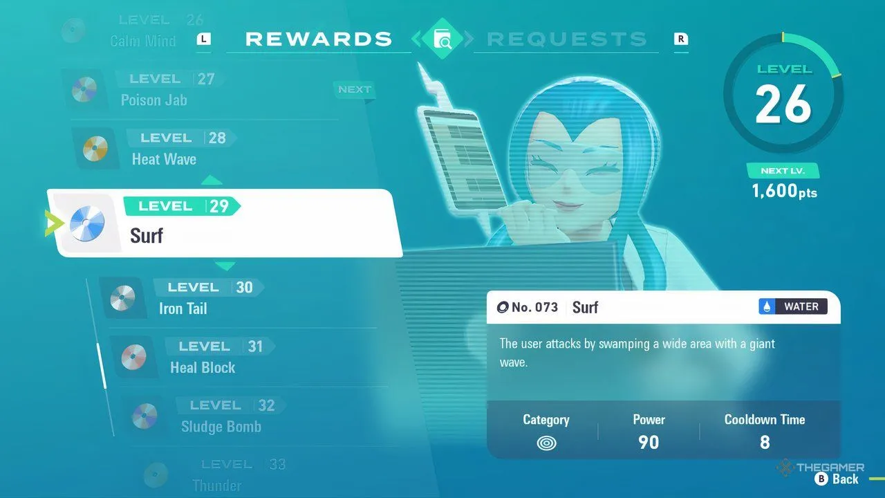 Mable Research Reward Level 29 – Surf trong Pokémon Legends: Z-A