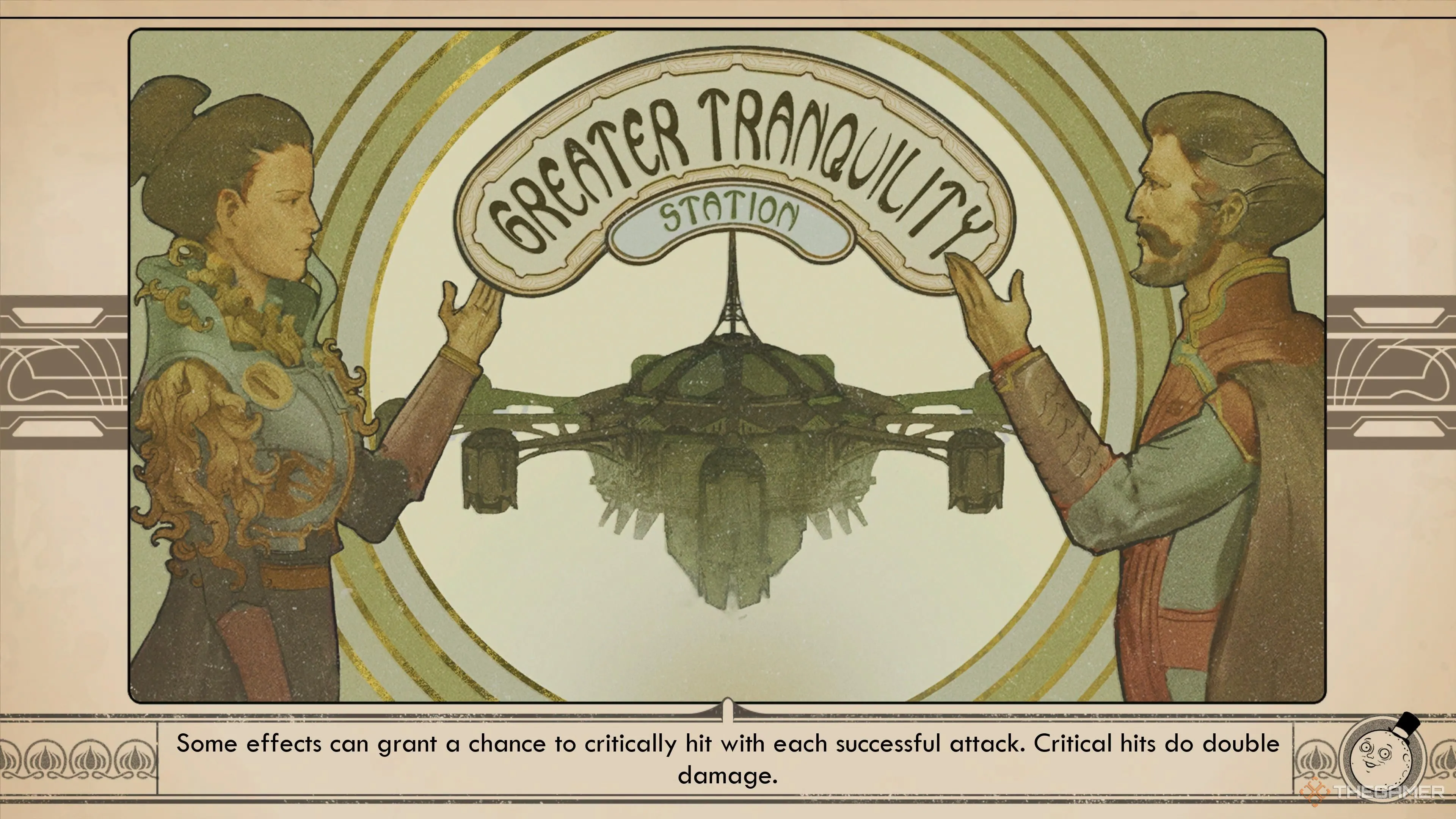 Màn hình loading mô tả cuộc đàm phán hoà bình trên Greater Tranquility Station
