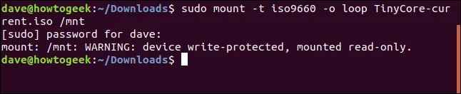 Mount ISO image vào /mnt để xem nội dung, lệnh mount -t iso9660 -o loop