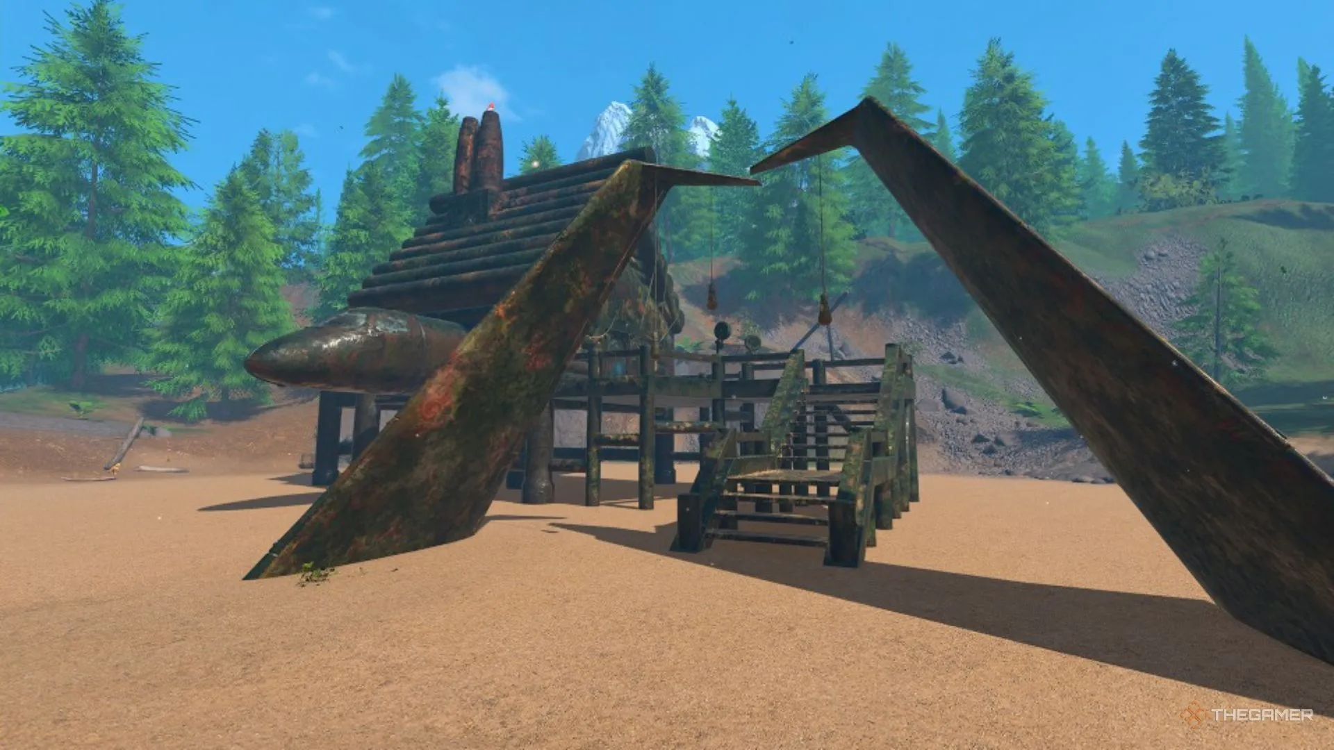 Nhà Salvage dựng trên cột, tích hợp bộ phận máy bay, cần leo trèo để làm sạch