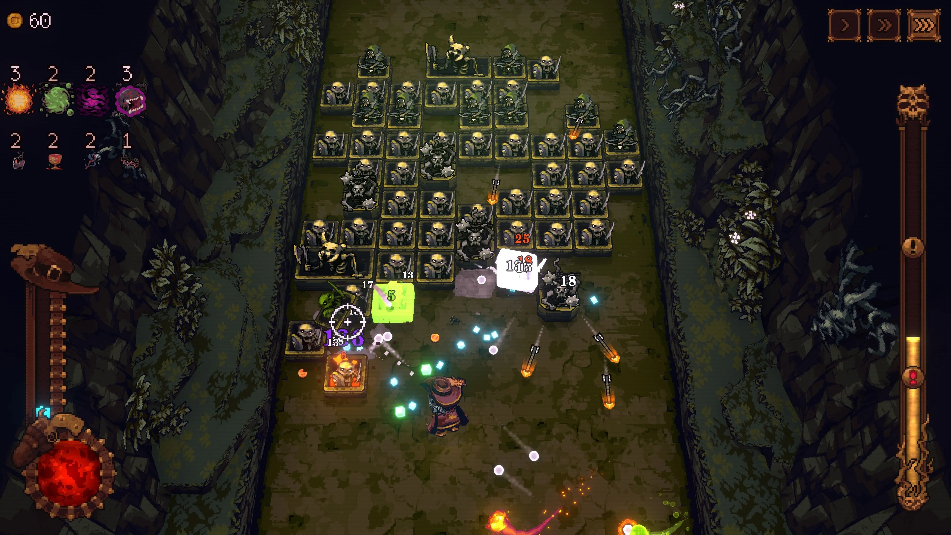 Nhân vật The Achyfinger đang chiến đấu ở khu Bone X Yard, cơ chế thu hồi bóng và né đòn là then chốt