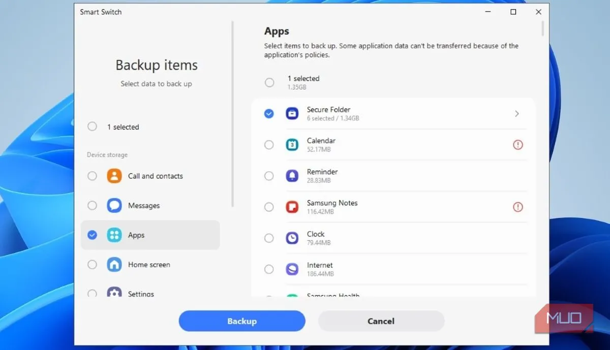 Sao lưu Secure Folder và dữ liệu game bằng Smart Switch trên PC để phòng trừ rủi ro khi reset máy