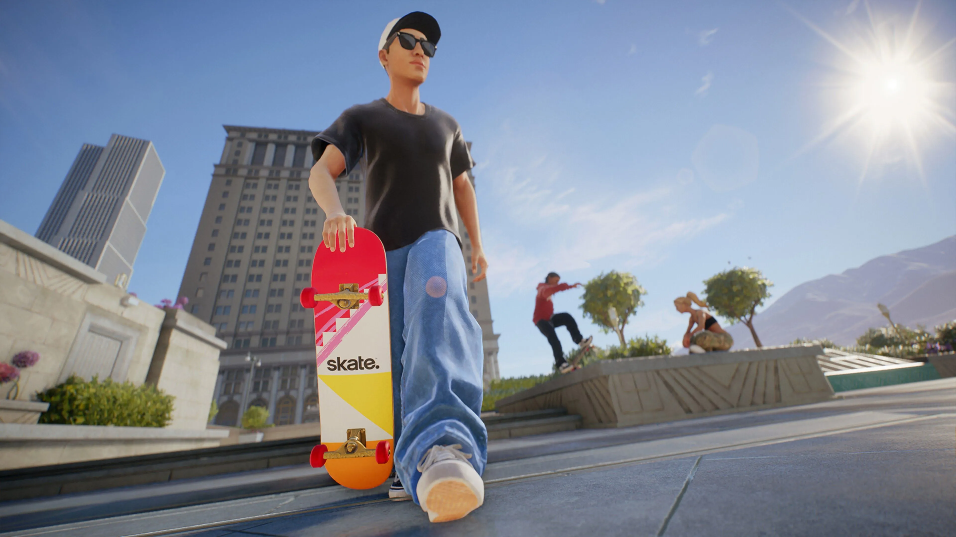 Skater cầm ván truớc khi thực hiện trick, ví dụ về bundle vật phẩm Skate-o-Ween.