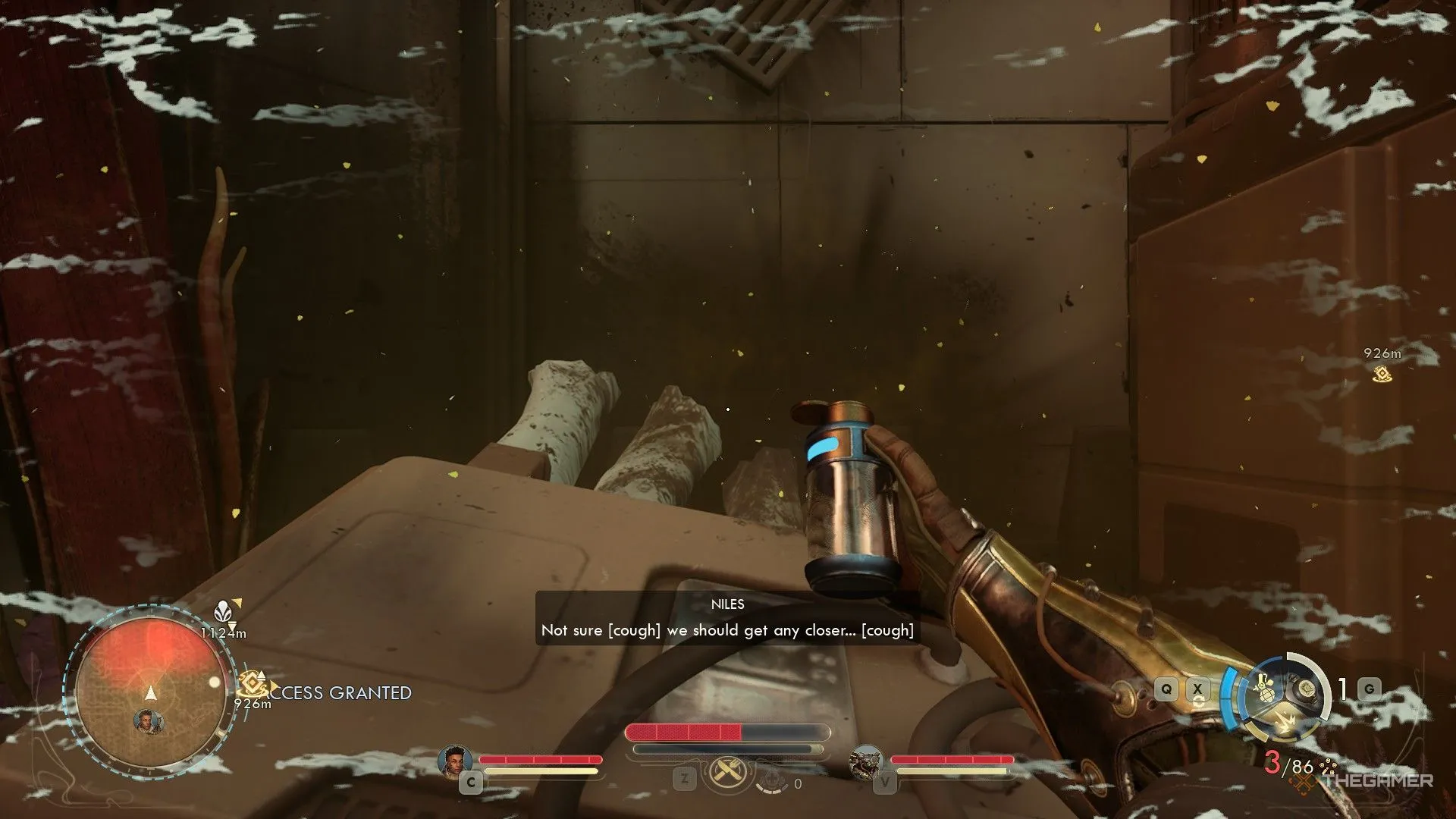 Thu thập mẫu khí Zyranium trong game, đồng hành cảnh báo người chơi tránh xa